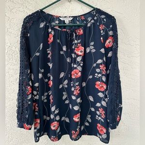 Counterparts Embroidered Long Sleeve Petite Large Floral Blouse